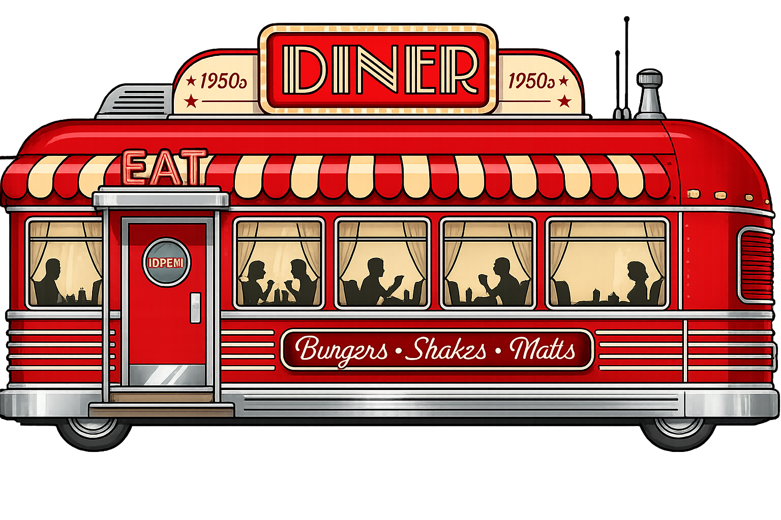 Mel's retro roadside diner parked on the highway